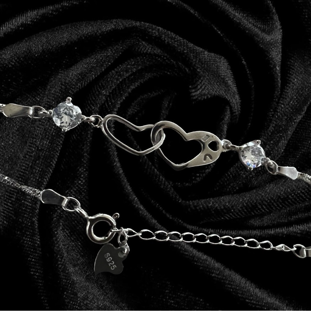 925 Sterling Double Heart elegant bracelet